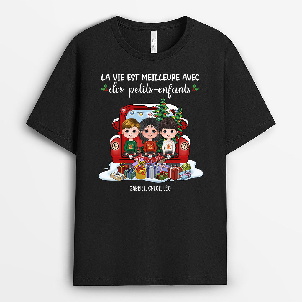 0543AFR2 Cadeau Personnalise T shirt Petits Enfants Mamie Papi