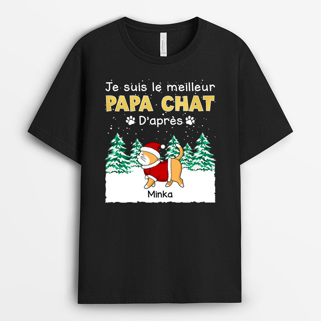 0545AFR2 Cadeau Personnalise T shirt Maman Papa Chat Amoureux Des Chats