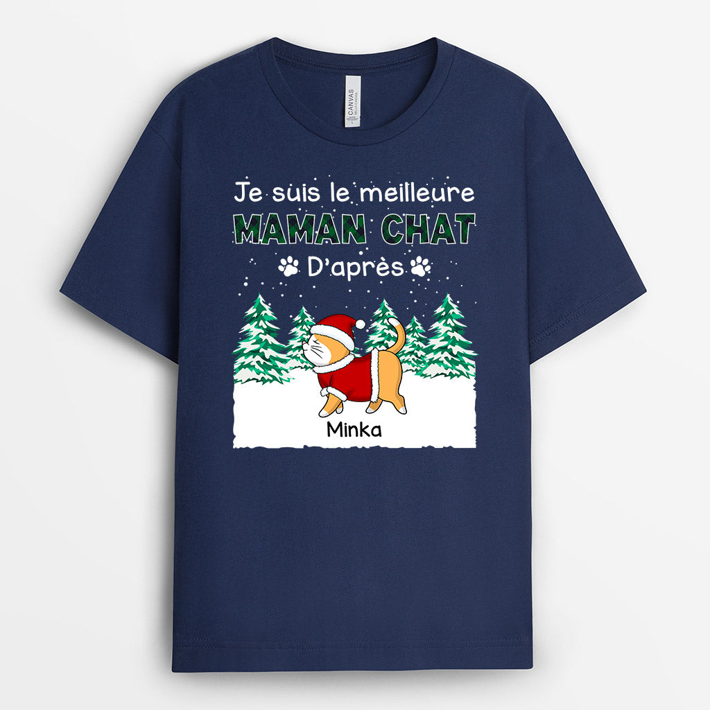 0545AFR3 Cadeau Personnalise T shirt Maman Papa Chat Amoureux Des Chats