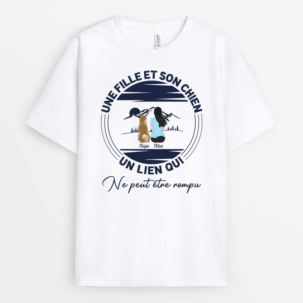 0548AFR1 Cadeau Personnalise T shirt Lien Amoureux Des Chiens