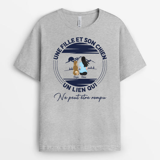 0548AFR2 Cadeau Personnalise T shirt Lien Amoureux Des Chiens