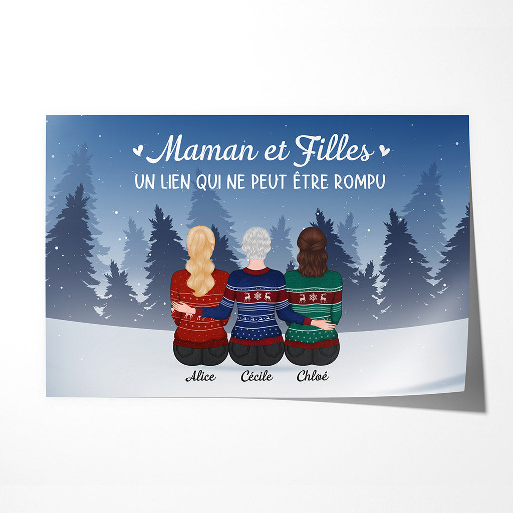 Maman et Filles - Cadeau Personnalisé | Poster pour Maman Noël