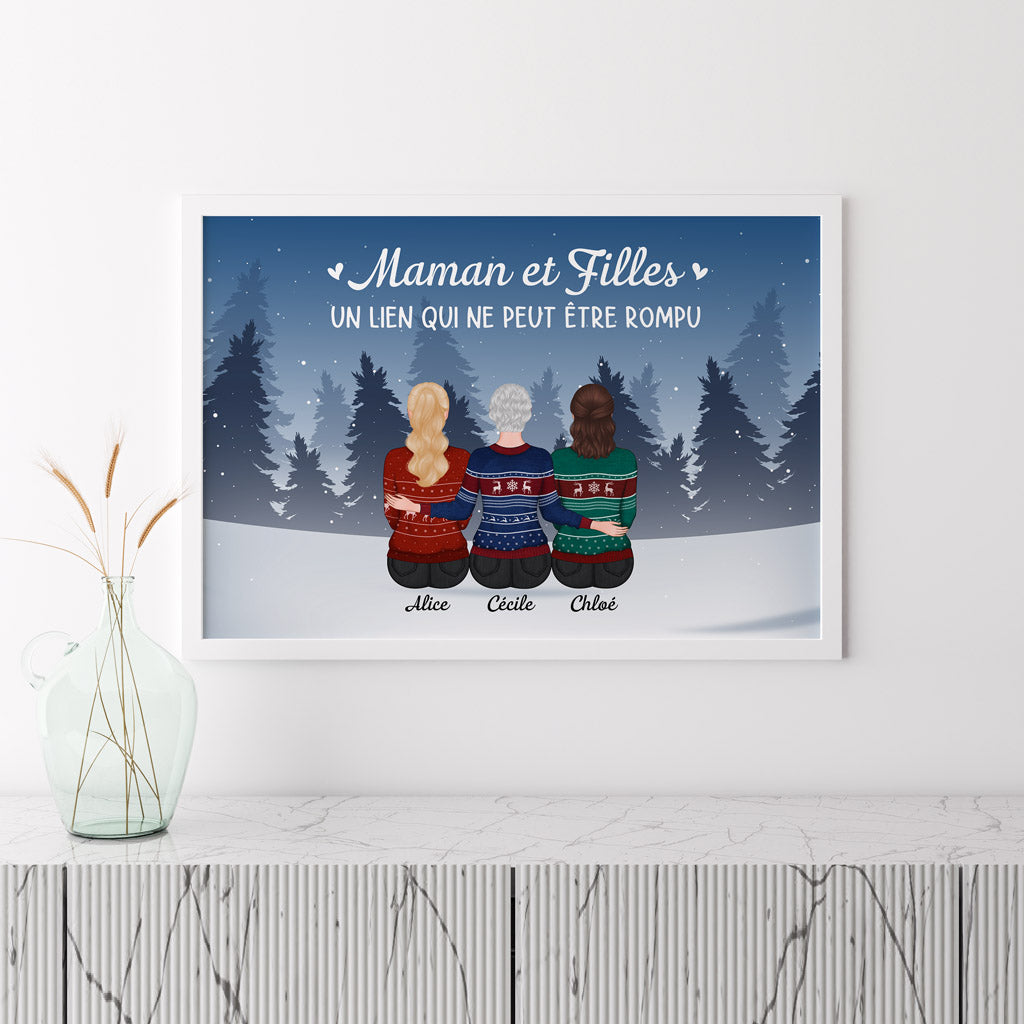 0549SFR3 Cadeau Personnalise Poster Maman Noel