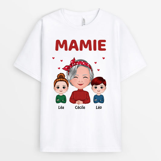 0551AFR2 Cadeau Personnalise T shirt Petits Enfants Mamie Noel