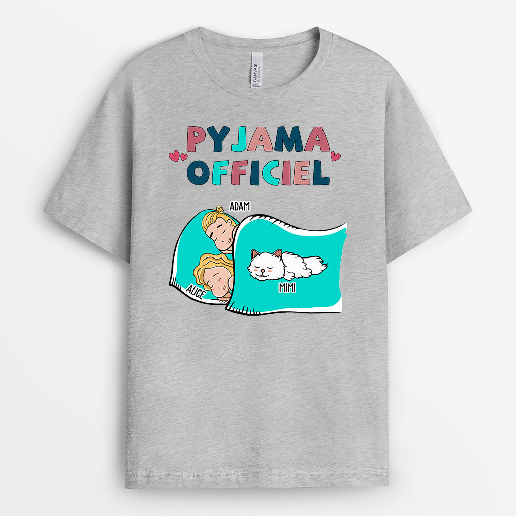 Pyjama Officiel - Cadeau Personnalisé | T-shirt pour Couples Amoureux des Chats