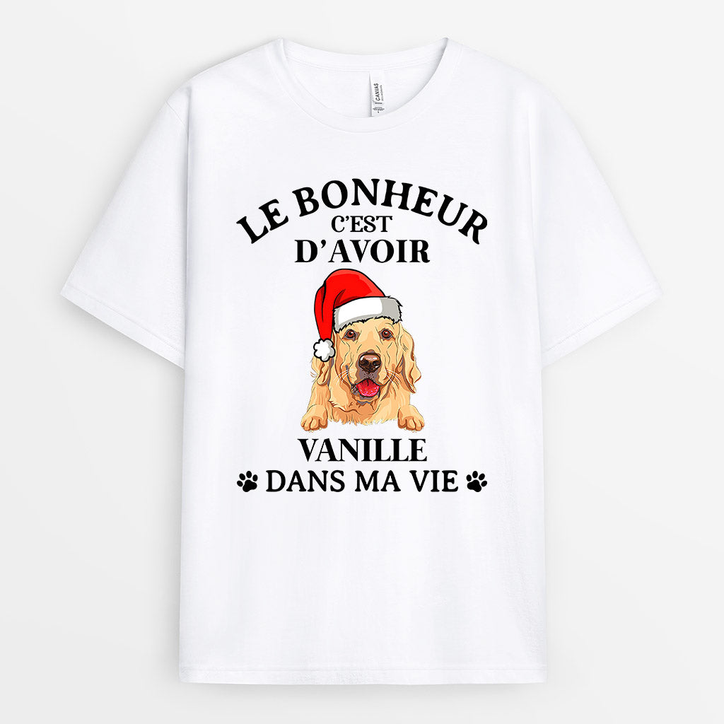 0554AFR2 Cadeau Personnalise T shirt Chien Amoureux Des Chiens Noel