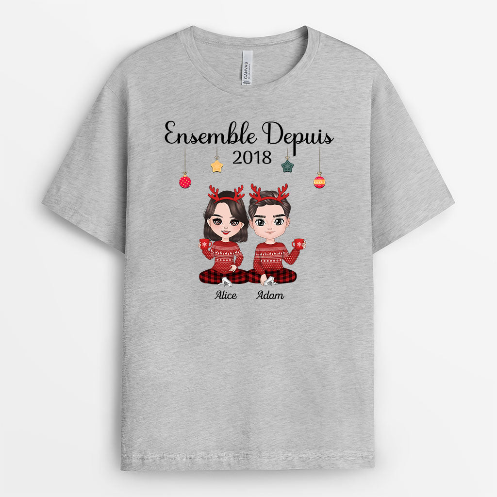 Ensemble Depuis - Cadeau Personnalisé | T-shirt pour Couples Noël