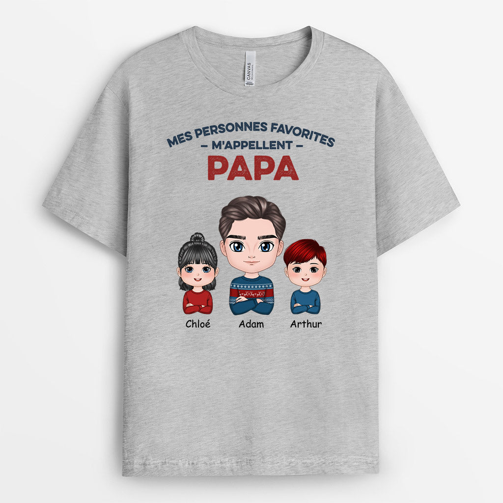 Mes Personnes Favorites - Cadeau Personnalisé | T-shirt Pour Papa Papi