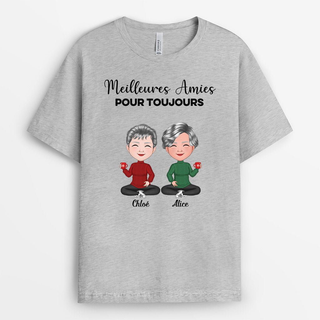 0574AFR2 Cadeau Personnalise T shirt Meilleures Amies Noel