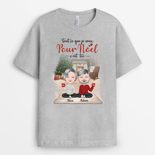 0580AFR2 Cadeau Personnalise T shirt Couples Amoureux Noel
