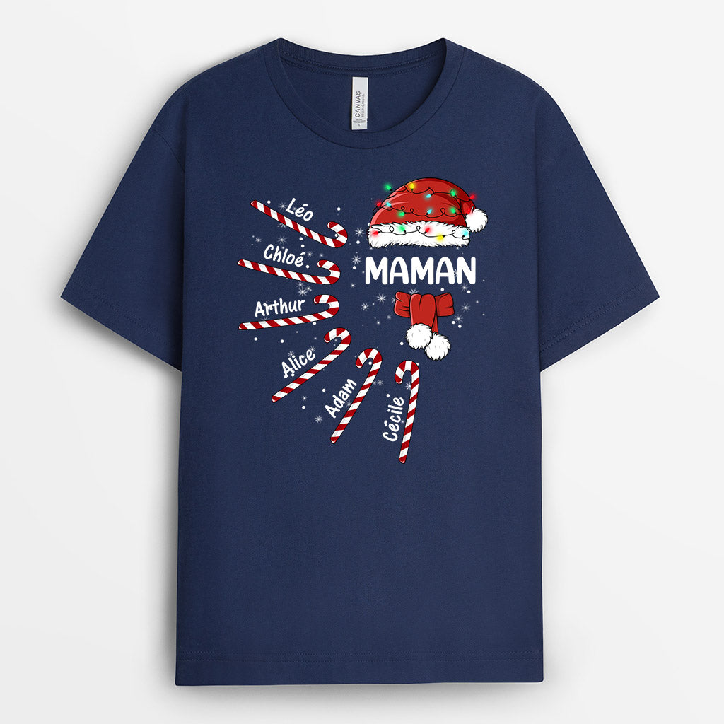 0586AFR2 Cadeau Personnalise T shirt Maman Mamie Papa Papi Noel