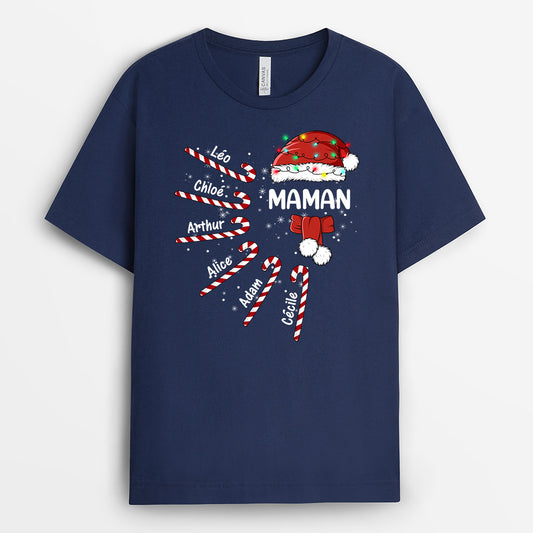 0586AFR2 Cadeau Personnalise T shirt Maman Mamie Papa Papi Noel