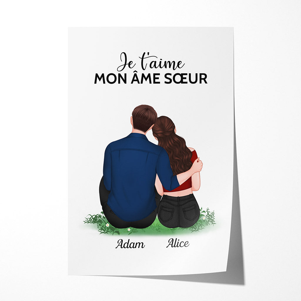 Je T'aime, Mon Âme Sœur - Cadeau Personnalisé | Poster pour Couples Amoureux