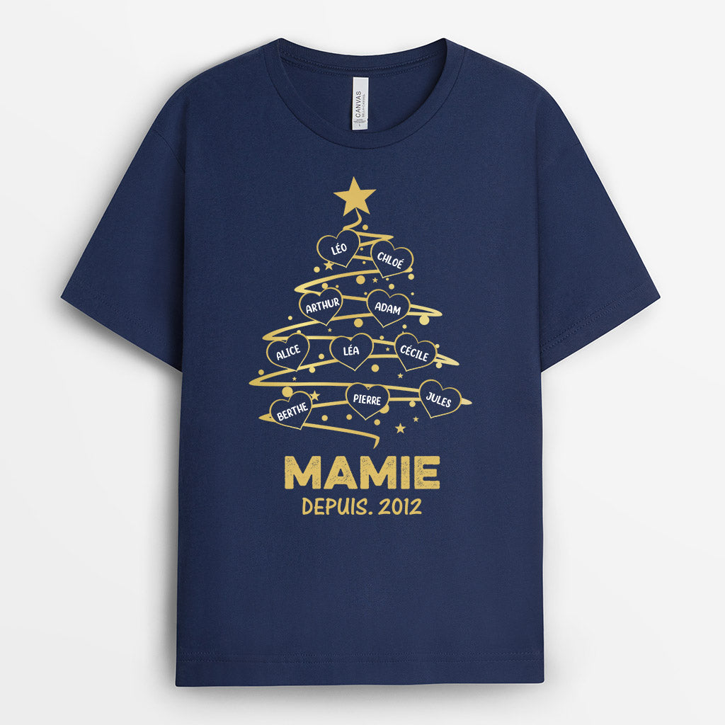 Maman Papa - Cadeau Personnalisé | T-shirt pour Maman Mamie Papa Papi Noël