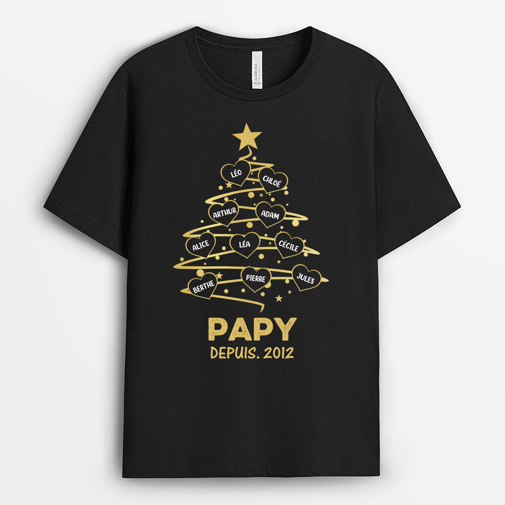 0589AFR2 Cadeau Personnalise T shirt Maman Mamie Papa Papi Noel