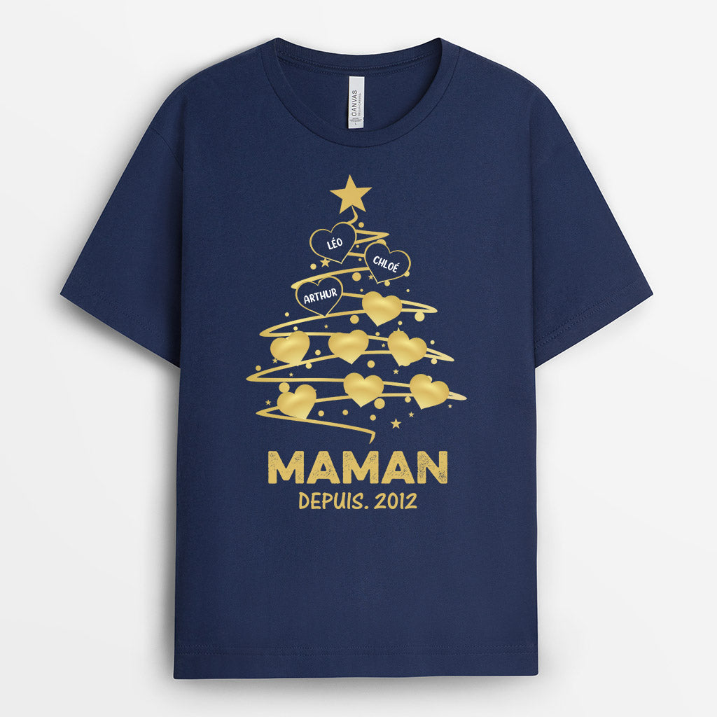 0589AFR3 Cadeau Personnalise T shirt Maman Mamie Papa Papi Noel