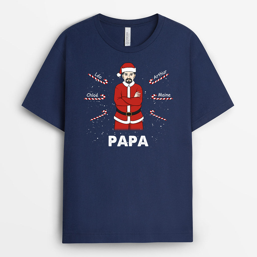 0591AFR2 Cadeau Personnalise T shirt Papa Papy Noel