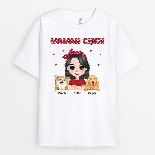 0607AFR1 Cadeau Personnalise T shirt Maman Chien Amoureux des Chiens