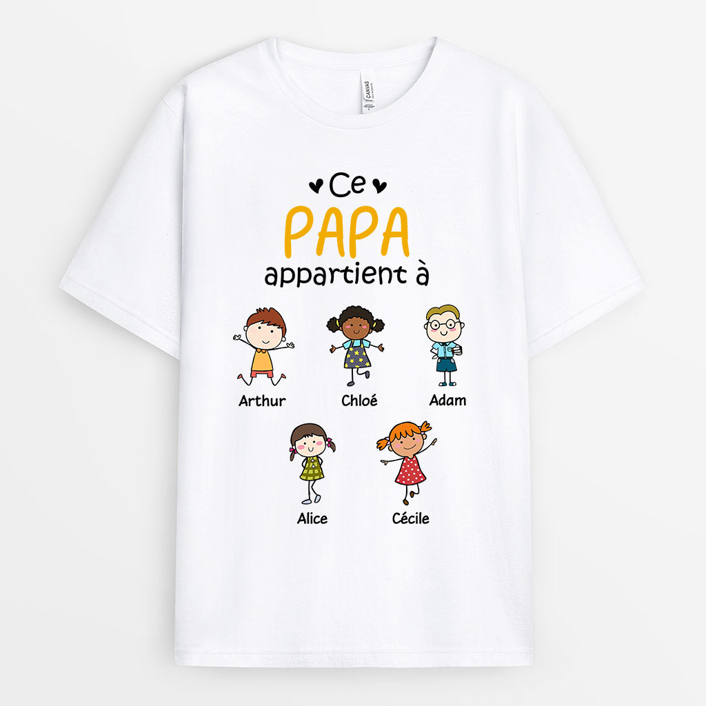 Ce Papi Appartient À - Cadeau Personnalisé | T-shirt pour Papi Papa