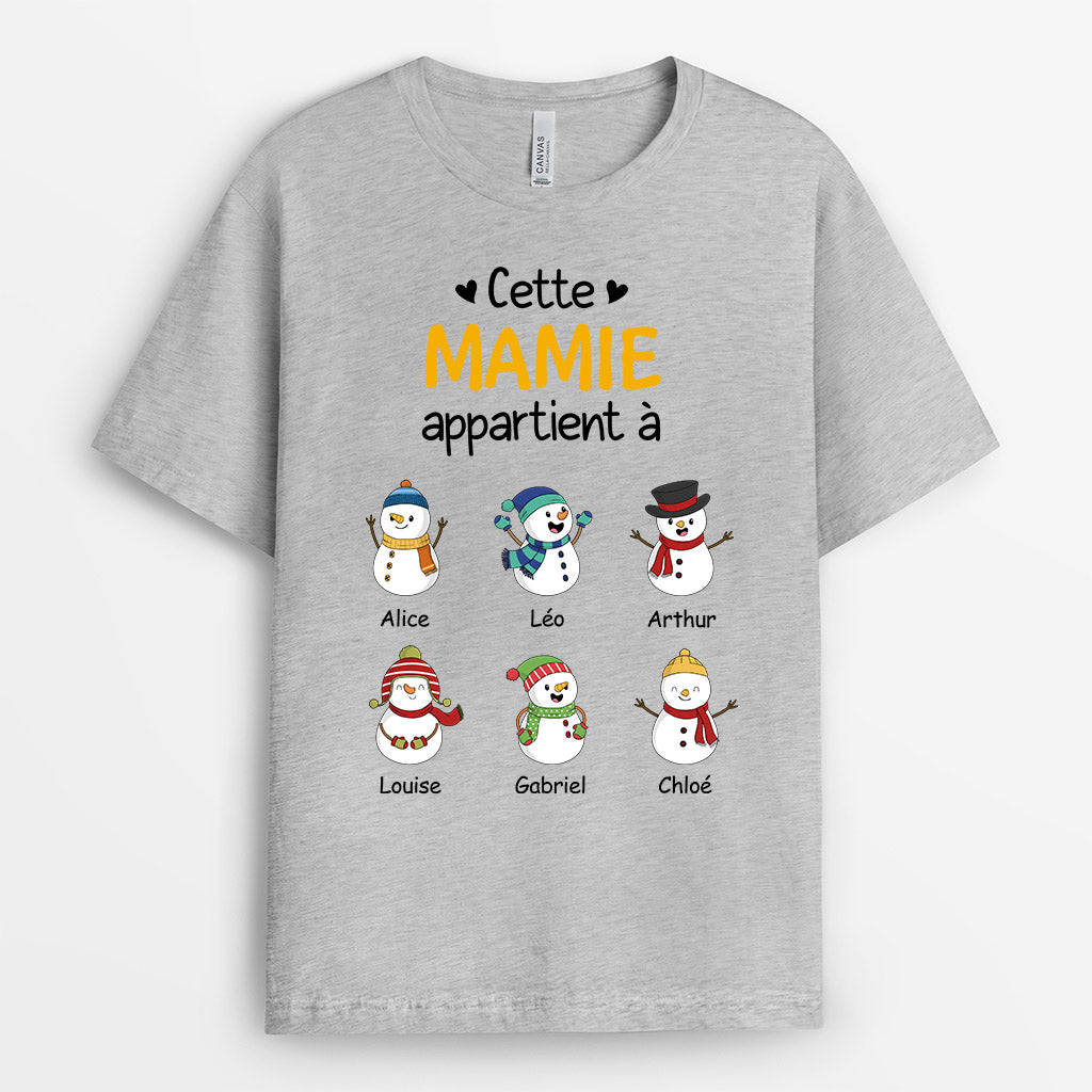 0624AFR1 Cadeau Personnalise T shirt Bonhommesdeneige Mamie Maman Noel