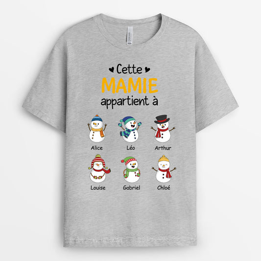 0624AFR1 Cadeau Personnalise T shirt Bonhommesdeneige Mamie Maman Noel
