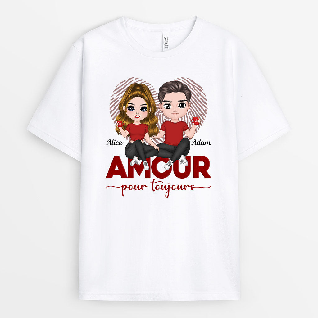 Amour Pour Toujours - Cadeau Personnalisé | T-shirt pour Couples Amoureux