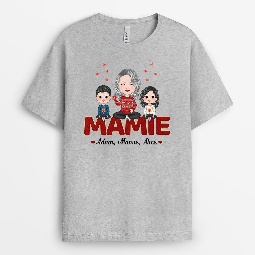 0634AFR1 Cadeau Personnalise T shirt Maman Enfants Maman Mamie Noel
