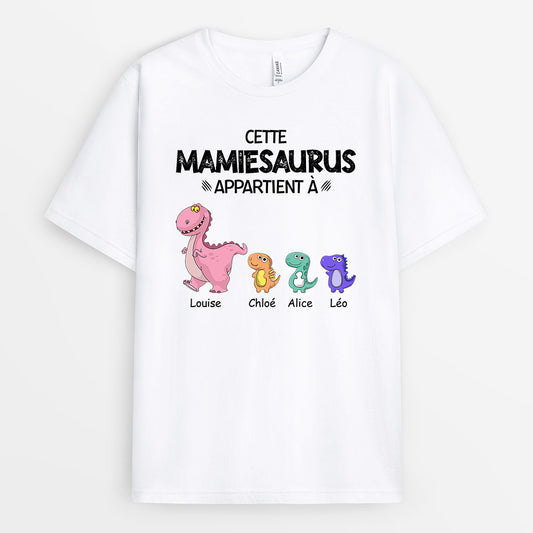0636AFR1 Cadeau Personnalise T shirt dinosaure Mamie Maman
