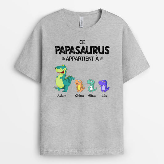 0636AFR2 Cadeau Personnalise T shirt dinosaure Papa Papi