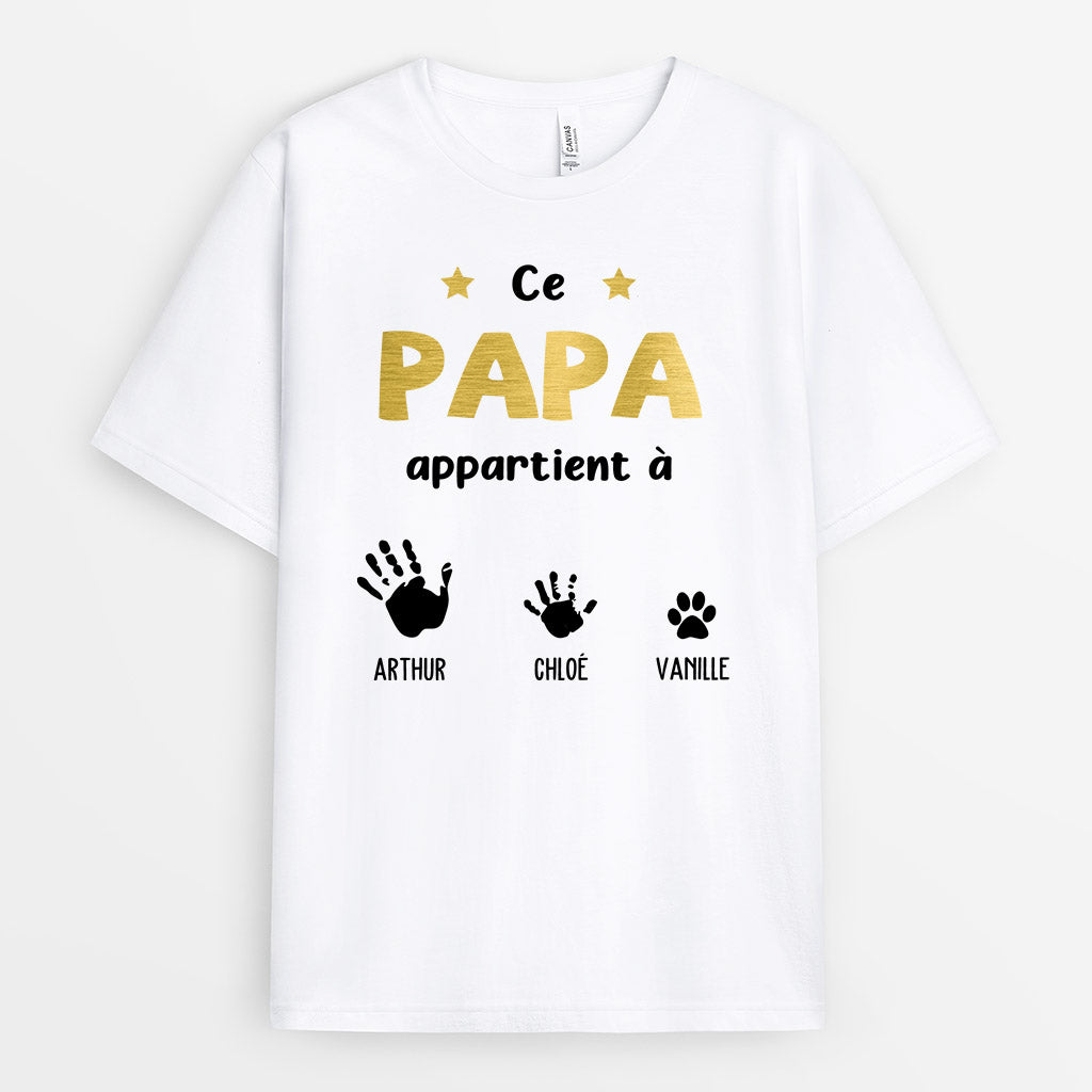 0637AFR2 Cadeau Personnalise T shirt Papa Papi