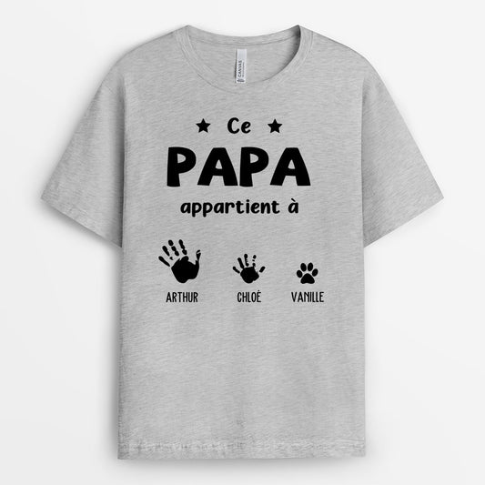 0637AFR3 Cadeau Personnalise T shirt Papa Papi