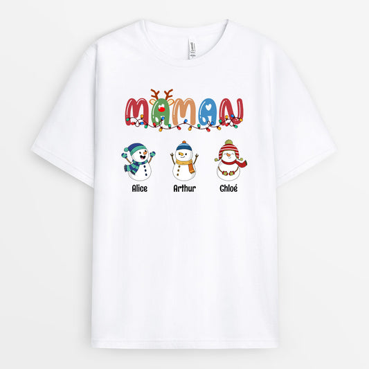 0641AFR1 Cadeau Personnalise T shirt Bonhommesdeneige Grand mere Maman Noel