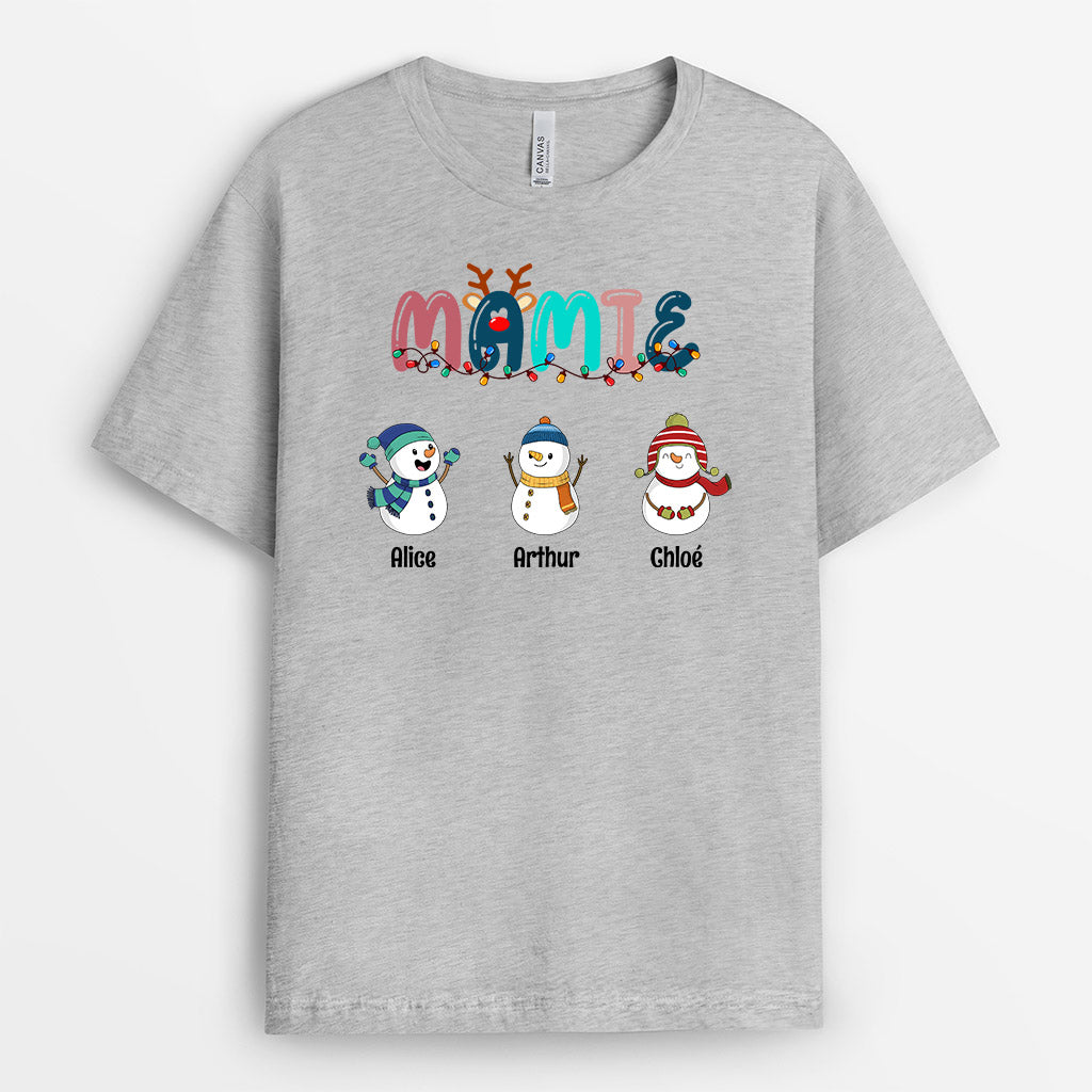 0641AFR2 Cadeau Personnalise T shirt Bonhommesdeneige Grand mere Maman Noel