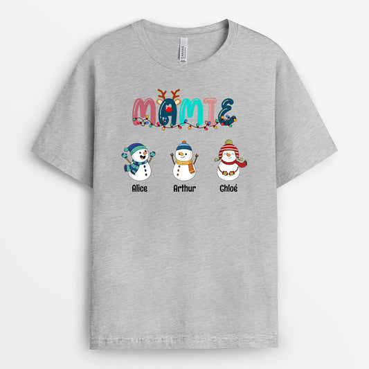 0641AFR2 Cadeau Personnalise T shirt Bonhommesdeneige Grand mere Maman Noel