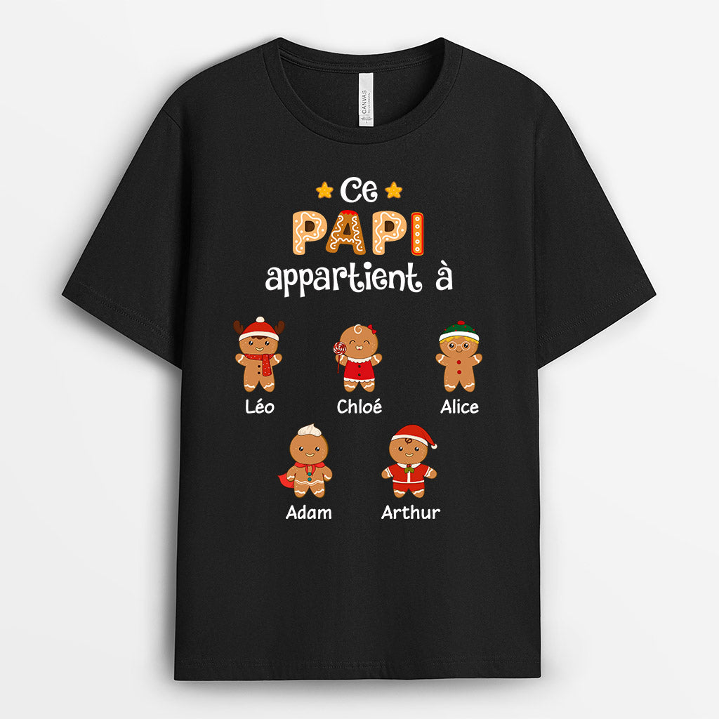 0661AFR1 Cadeau Personnalise T shirt Papi Papa Noel