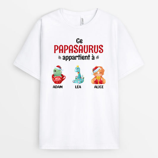 0666Afr1 Cadeau Personnalise T shirt Dinosaure Papi Papa