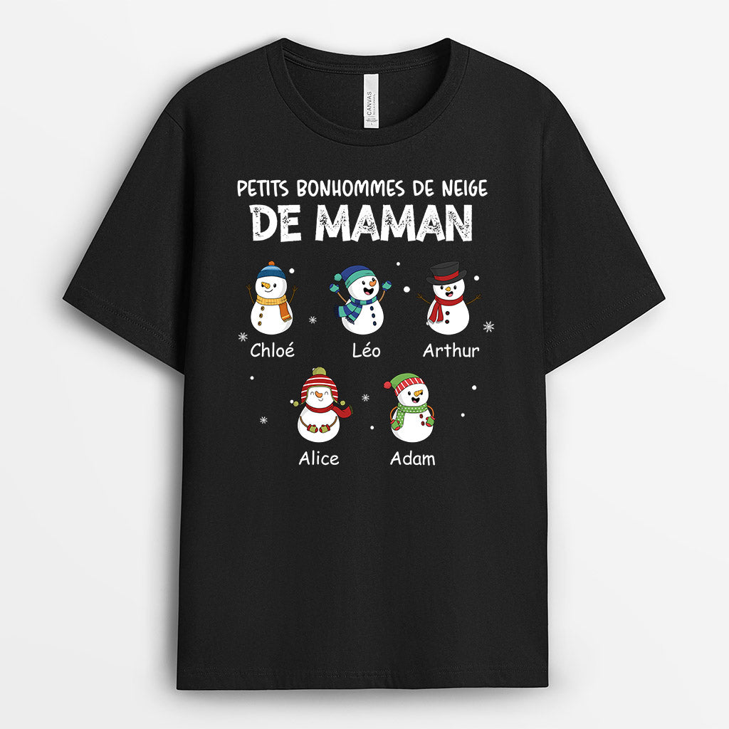 0676Afr2 Cadeau Personnalise T shirt BonhommesDeNeige Mamie Maman Noel