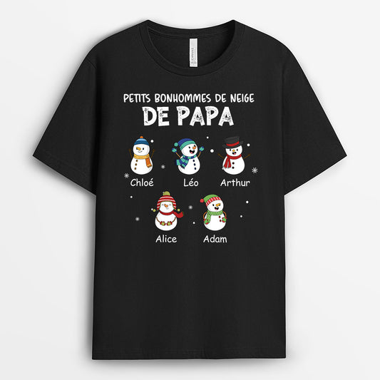 0681AFR1 Cadeau Personnalise T shirt BonhommesDeNeige Papi Papa Noel