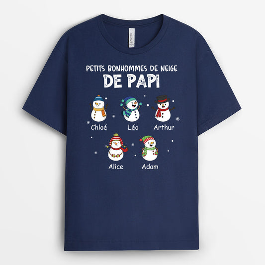 0681AFR2 Cadeau Personnalise T shirt BonhommesDeNeige Papi Papa Noel