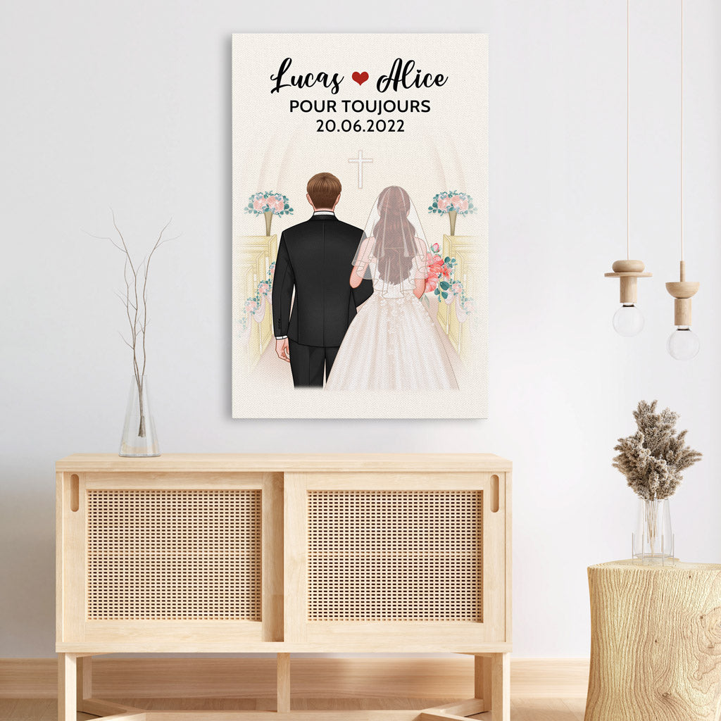 0719C597GFR3 Cadeau Personnalise Toile Mariage Couples Amoureux Saint Valentin