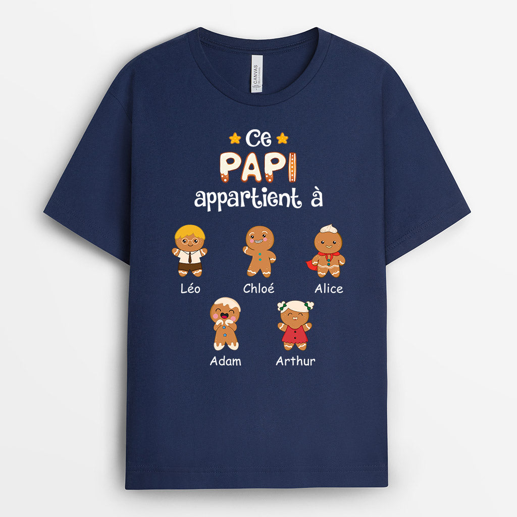 0721AFR1 Cadeau Personnalise T shirt Cookies Petits enfants Papa Opa