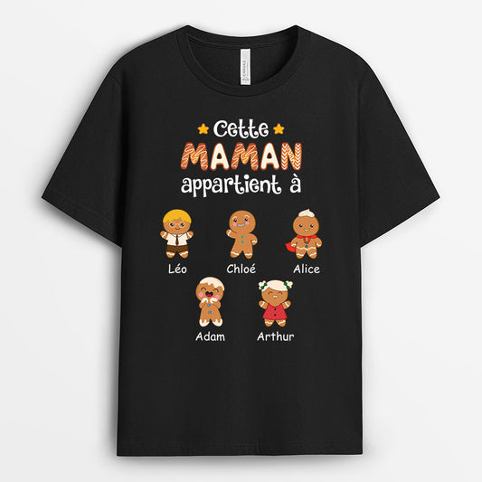 0721AFR2 Cadeau Personnalise T shirt Cookies Petits enfants Maman Mamie