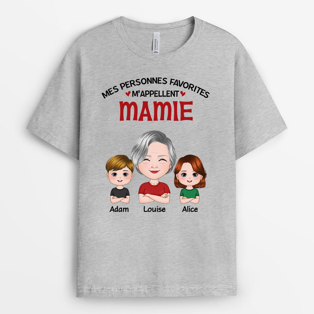 0727Afr2 Cadeau Personnalise T shirt Mes Personne Favorites Maman Mamie