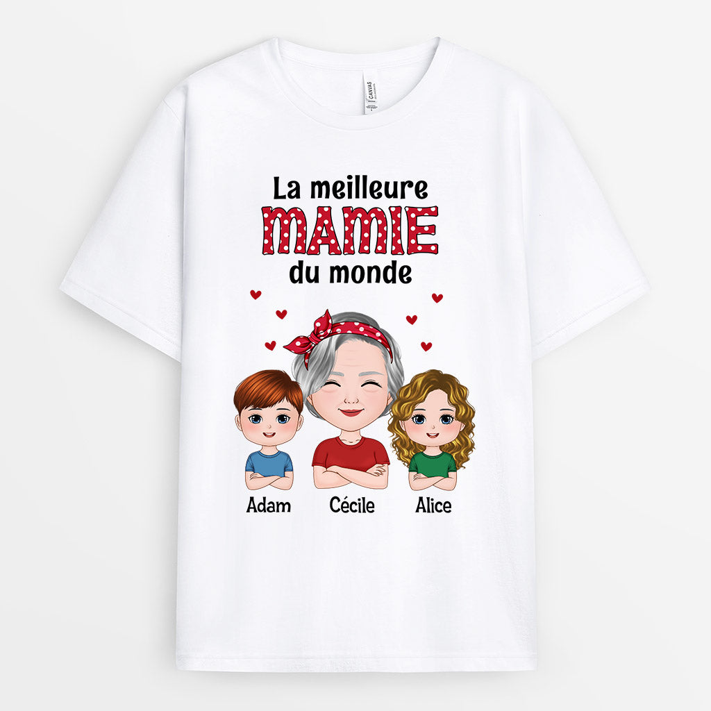 La Meilleure Mamie Maman Du Monde - Cadeau Personnalisé | T-shirt pour Mamie Maman