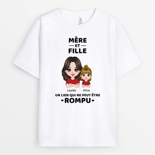 0734AFR2 Cadeau Personnalise T shirt Lien Mamie Maman Papi Papa