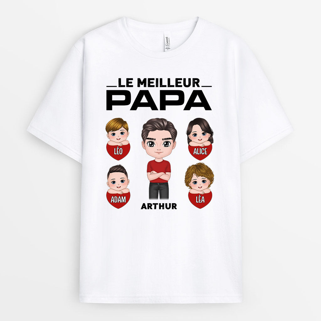 0739Afr2 Cadeau Personnalise T shirt Le Meilleur Papa Papi