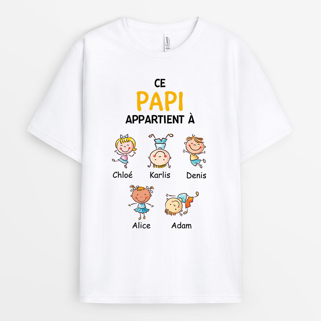 Ce Papi Appartient À - Cadeau Personnalisé | T-shirt pour Papi Papa