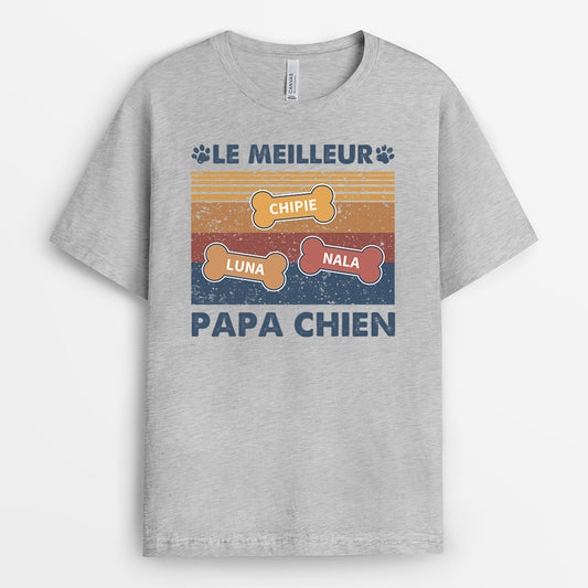0745Afr1 Cadeau Personnalise T shirt Le Meilleur Papa Chien Amoureux des Chiens