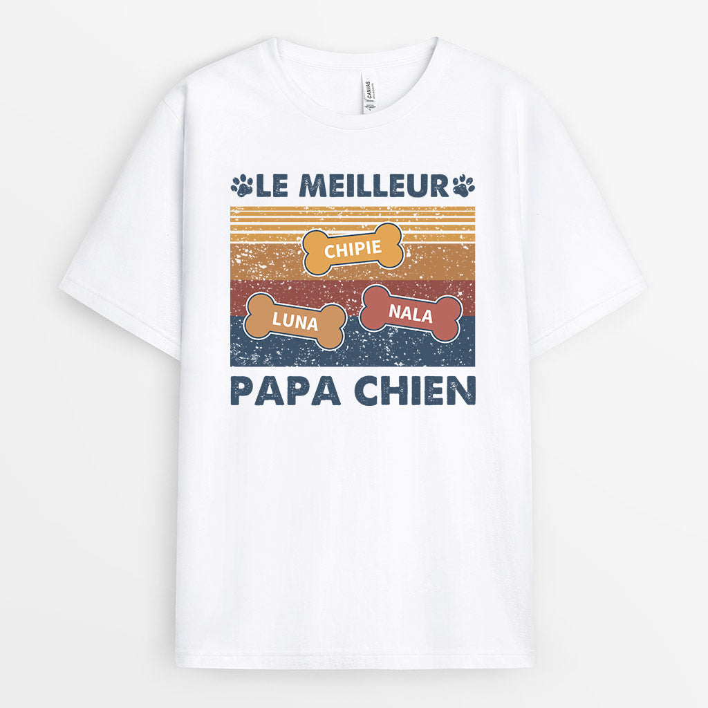 0745Afr2 Cadeau Personnalise T shirt Le Meilleur Papa Chien Amoureux des Chiens