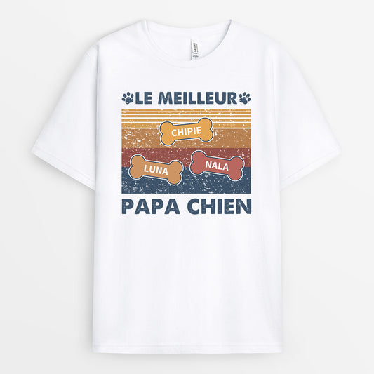 0745Afr2 Cadeau Personnalise T shirt Le Meilleur Papa Chien Amoureux des Chiens
